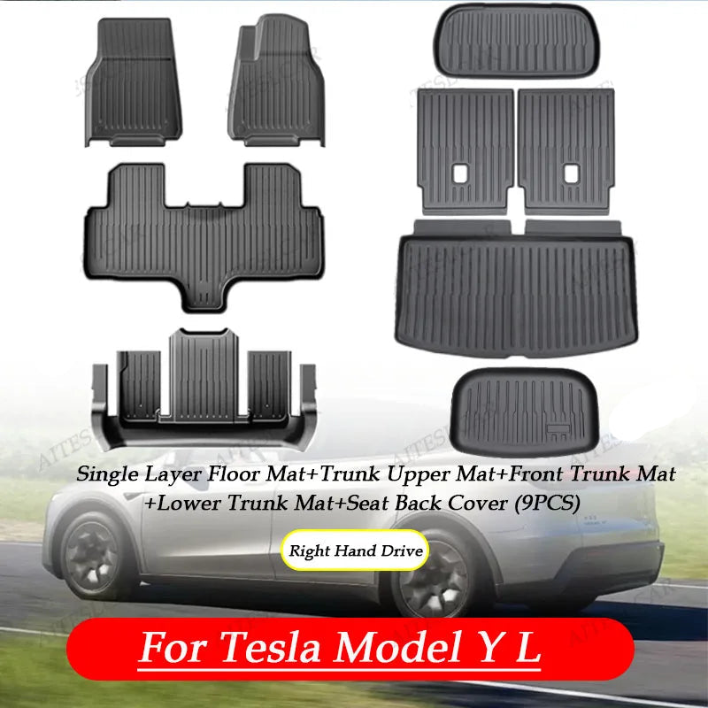For Tesla Model Y L Launch 2026 Juniper 2025+ TPE Car Floor Mats Pedals Luggage Trunk Mat Set Four Seasons Waterproof Anti-S
